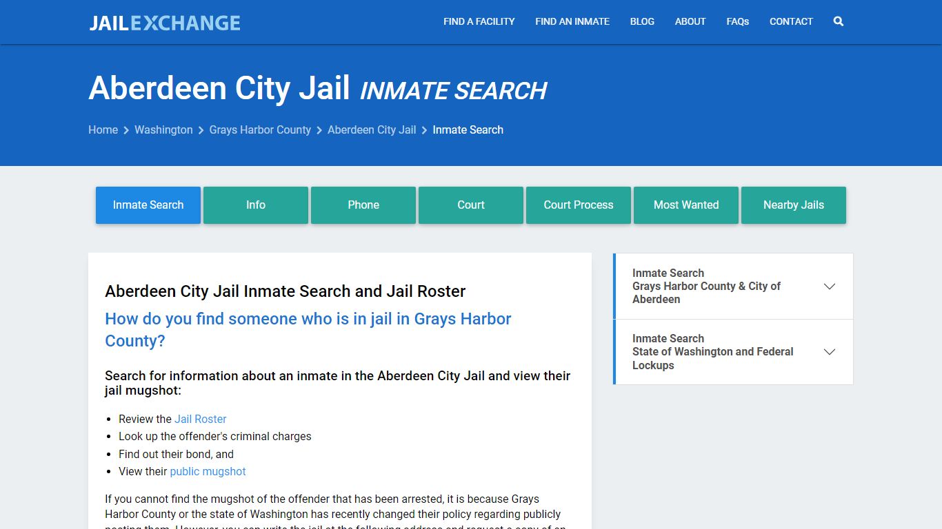 Inmate Search: Roster & Mugshots - Aberdeen City Jail, WA